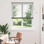 vidaXL Jaluzea pentru Fereastră cu perdele Manual Gri închis Aluminiu