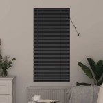 vidaXL Jaluzea pentru Fereastră cu perdele Manual Negru Aluminiu vidaXL Jaluzea pentru Fereastră cu perdele Manual Negru Aluminiu