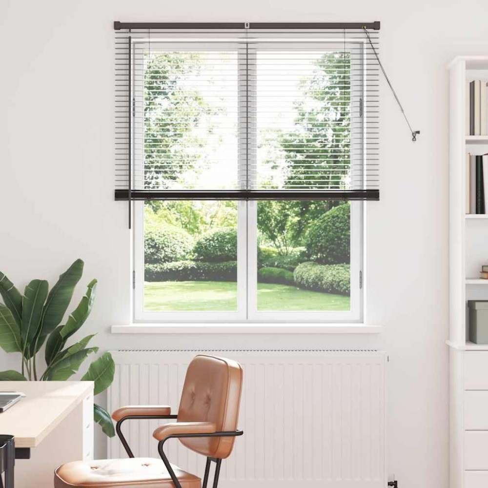vidaXL Jaluzea pentru Fereastră cu perdele Manual Negru Aluminiu