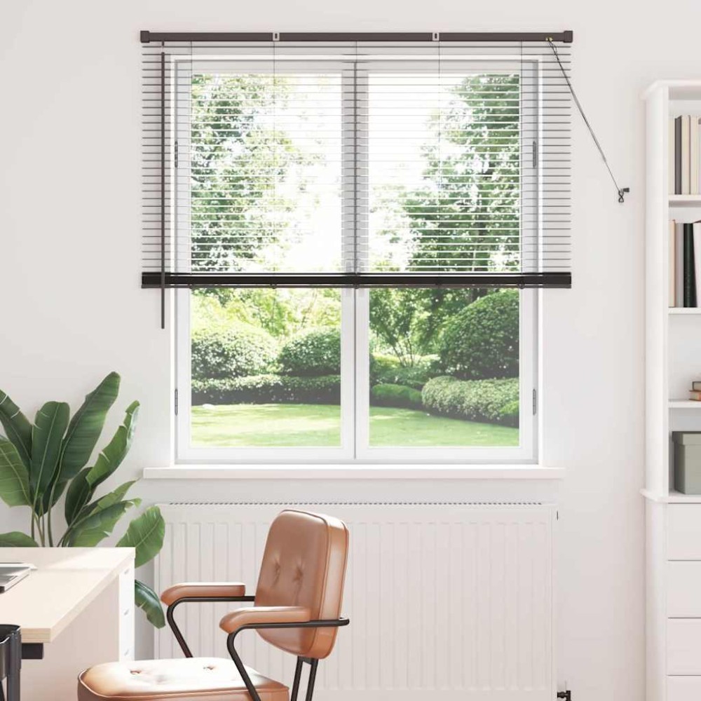vidaXL Jaluzea pentru Fereastră cu perdele Manual Negru Aluminiu