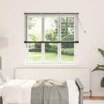 vidaXL Jaluzea pentru Fereastră cu perdele Manual Negru Aluminiu vidaXL Jaluzea pentru Fereastră cu perdele Manual Negru Aluminiu