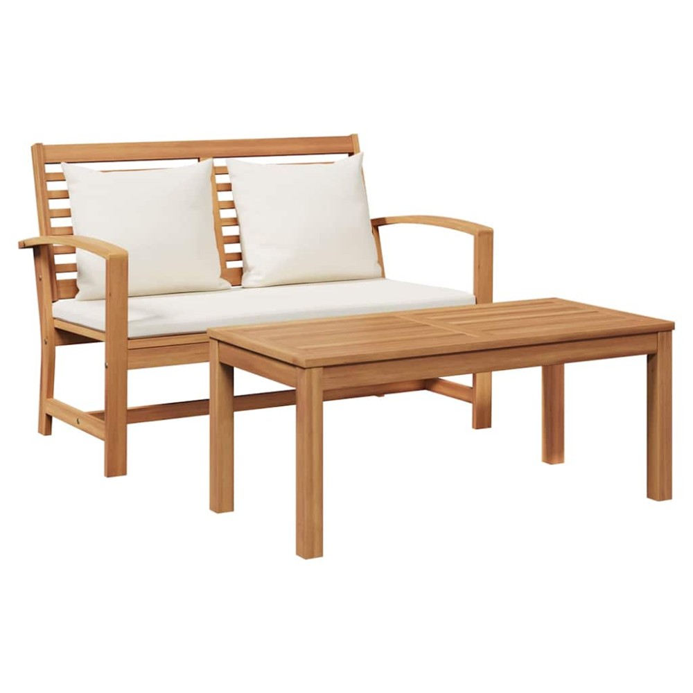 vidaXL Set de canapele pentru grădină 2 pcs natural Lemn masiv de tec