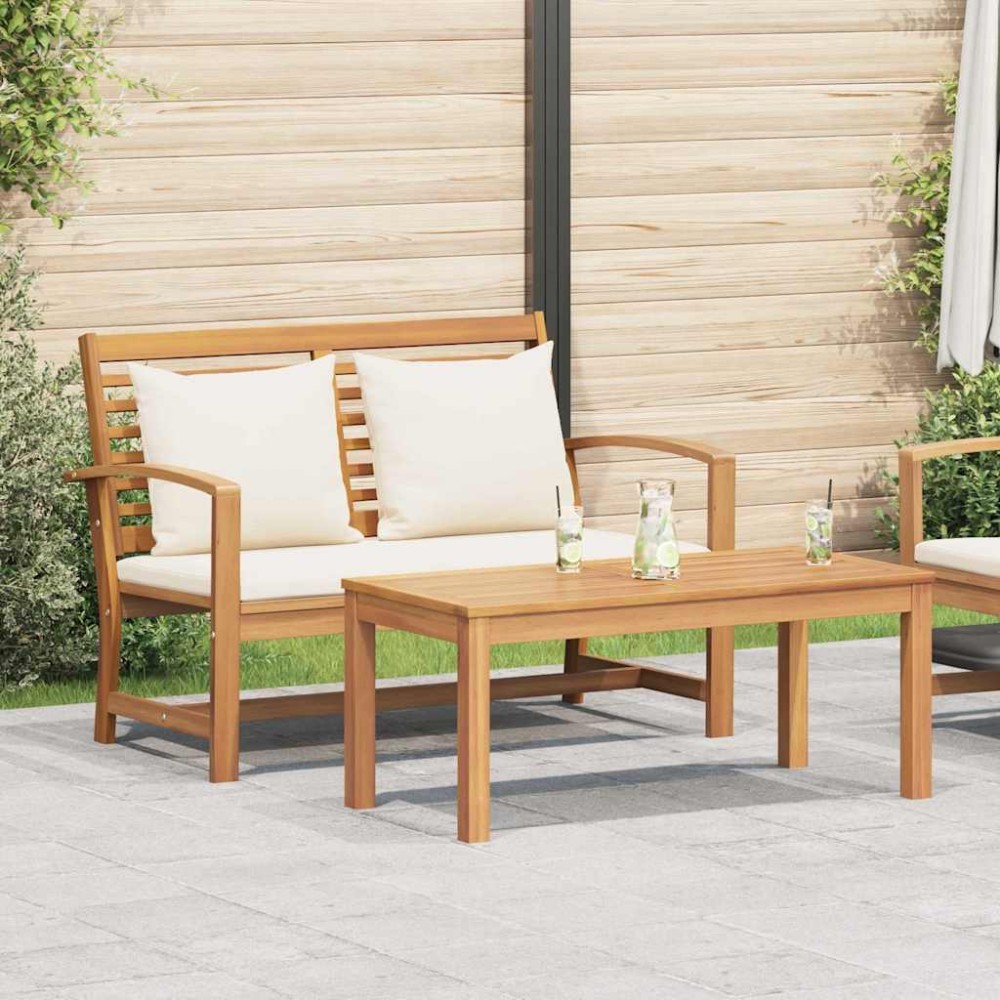 vidaXL Set de canapele pentru grădină 2 pcs natural Lemn masiv de tec