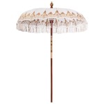 vidaXL Umbrelă de soare Manual Crem x 250 cm Bumbac și lemn masiv vidaXL Umbrelă de soare Manual Crem x 250 cm Bumbac și lemn masiv