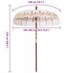 vidaXL Umbrelă de soare Manual Crem x 250 cm Bumbac și lemn masiv vidaXL Umbrelă de soare Manual Crem x 250 cm Bumbac și lemn masiv