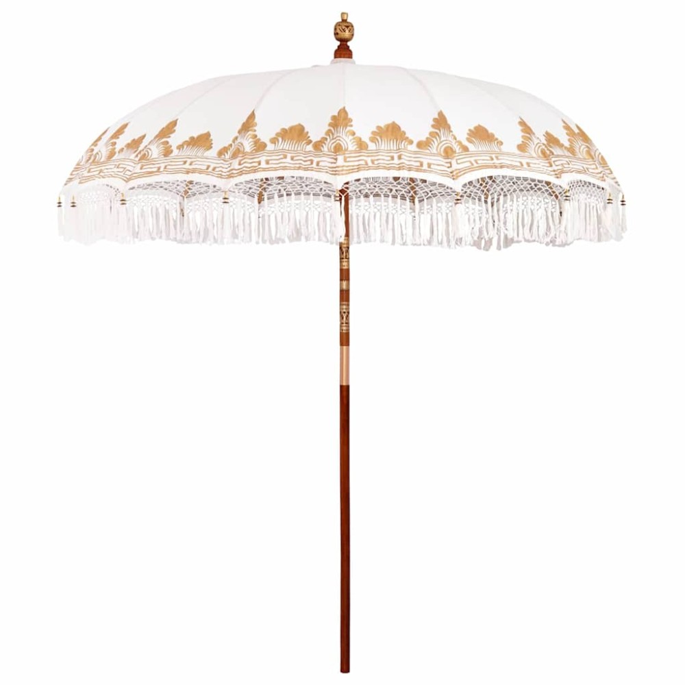 vidaXL Umbrelă de soare Manual Crem x 250 cm Bumbac și lemn masiv