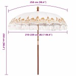 vidaXL Parasol Balinez Crem (210-220) x 260 cm Bumbac și lemn masiv vidaXL Parasol Balinez Crem (210-220) x 260 cm Bumbac și lemn masiv