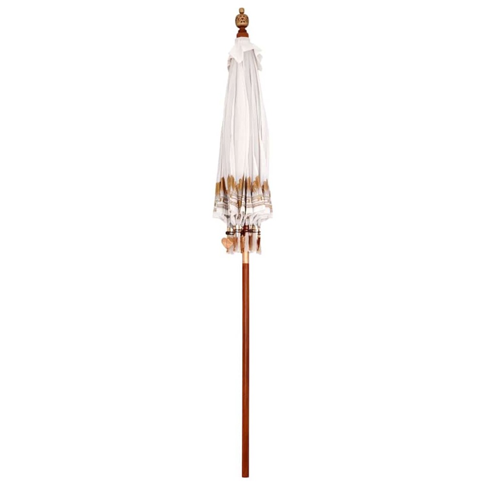 vidaXL Umbrelă de soare Altele Manual Crem x 250 cm Bumbac și lemn