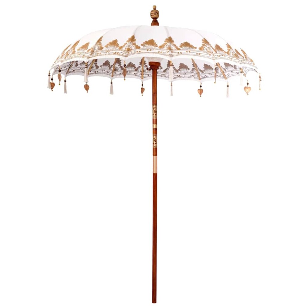 vidaXL Umbrelă de soare Altele Manual Crem x 250 cm Bumbac și lemn