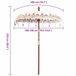 vidaXL Parasol Balinez Crem (180-190) x 260 cm Bumbac și lemn masiv vidaXL Parasol Balinez Crem (180-190) x 260 cm Bumbac și lemn masiv