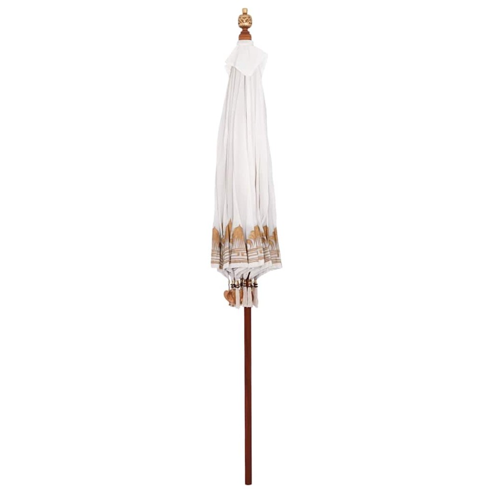 vidaXL Umbrelă de soare Altele Manual Crem x 250 cm Bumbac și lemn
