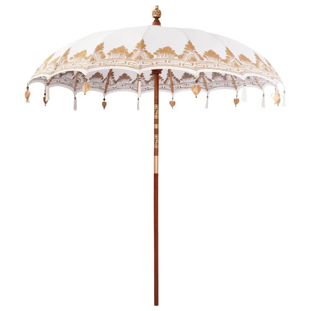 vidaXL Umbrelă de soare Altele Manual Crem x 250 cm Bumbac și lemn