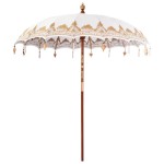 vidaXL Parasol Balinez Crem (210-220) x 260 cm Bumbac și lemn masiv vidaXL Parasol Balinez Crem (210-220) x 260 cm Bumbac și lemn masiv