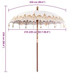 vidaXL Parasol Balinez Crem (210-220) x 260 cm Bumbac și lemn masiv vidaXL Parasol Balinez Crem (210-220) x 260 cm Bumbac și lemn masiv