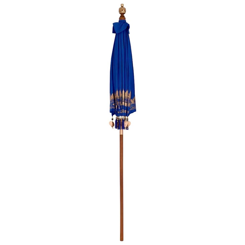 vidaXL Umbrelă de soare Altele Manual Albastru x 250 cm Bumbac și lemn