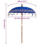 vidaXL Parasol Balinez albastru (180-190) x 260 cm vidaXL Parasol Balinez albastru (180-190) x 260 cm