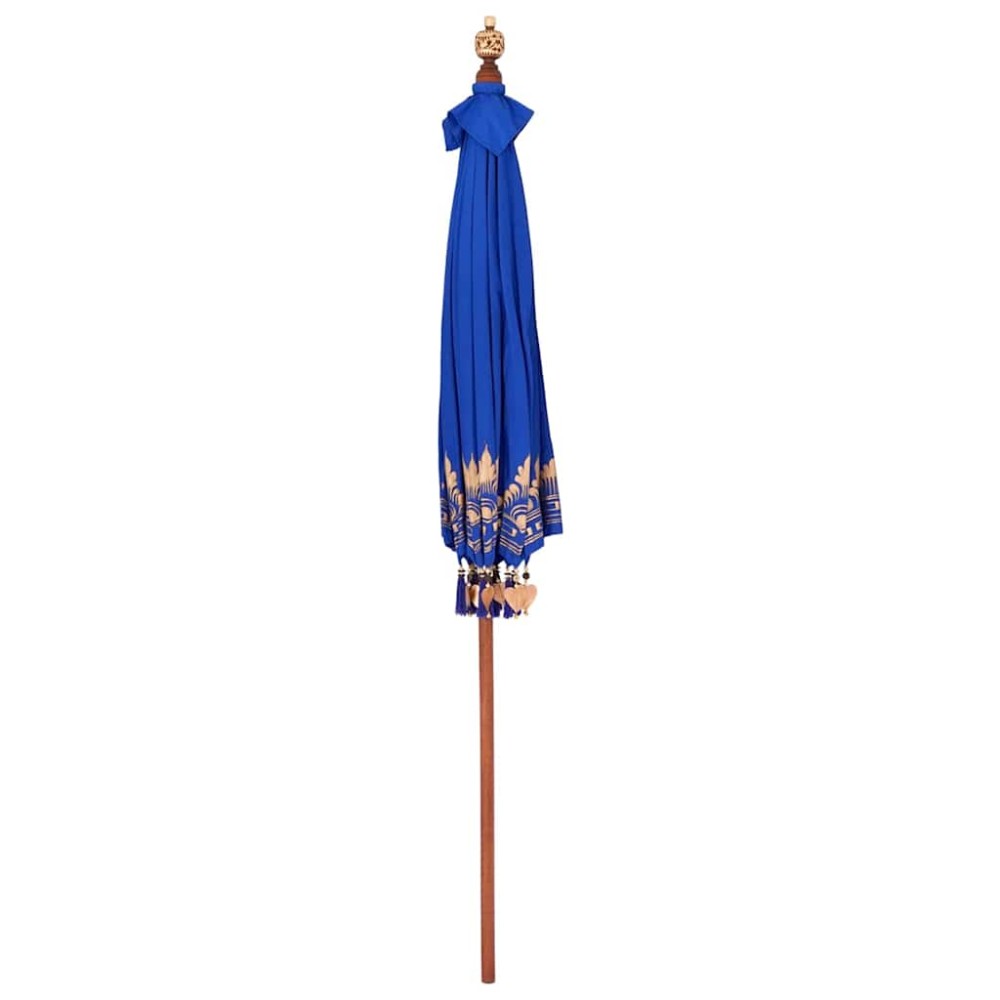 vidaXL Umbrelă de soare Altele Manual Albastru x 250 cm Bumbac și lemn