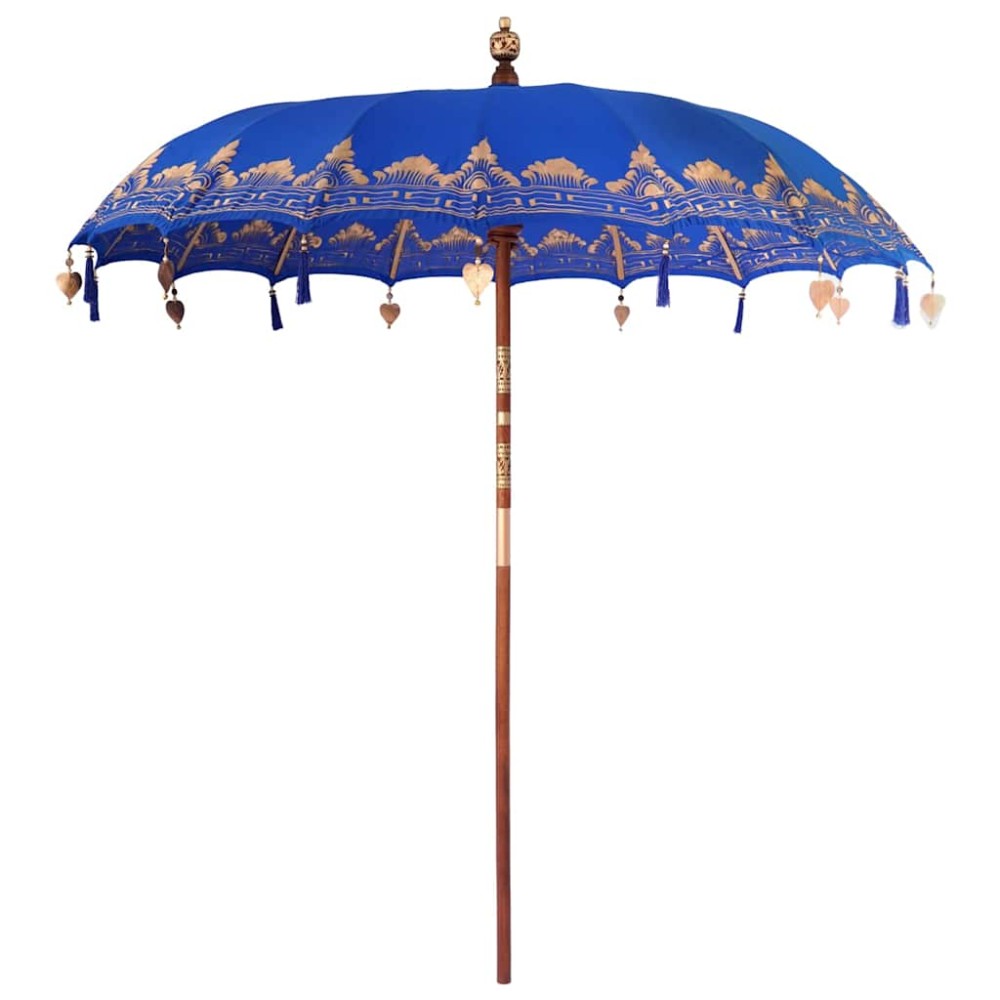vidaXL Umbrelă de soare Altele Manual Albastru x 250 cm Bumbac și lemn