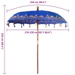 vidaXL Parasol Balinez albastru (210-220) x 260 cm vidaXL Parasol Balinez albastru (210-220) x 260 cm