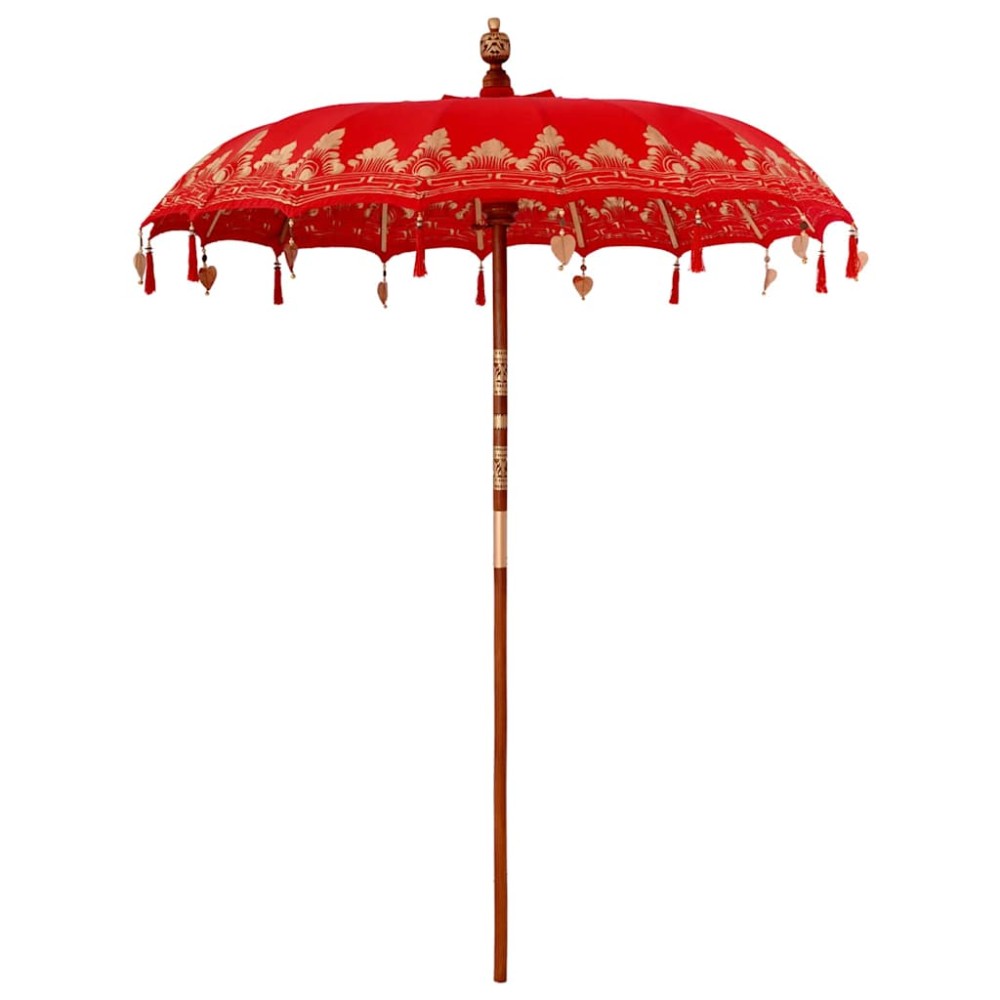 vidaXL Umbrelă de soare Altele Manual Roșu x 250 cm Bumbac și lemn