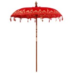 vidaXL Parasol Balinez Roșu (180-190) x 260 cm Bumbac și lemn masiv vidaXL Parasol Balinez Roșu (180-190) x 260 cm Bumbac și lemn masiv