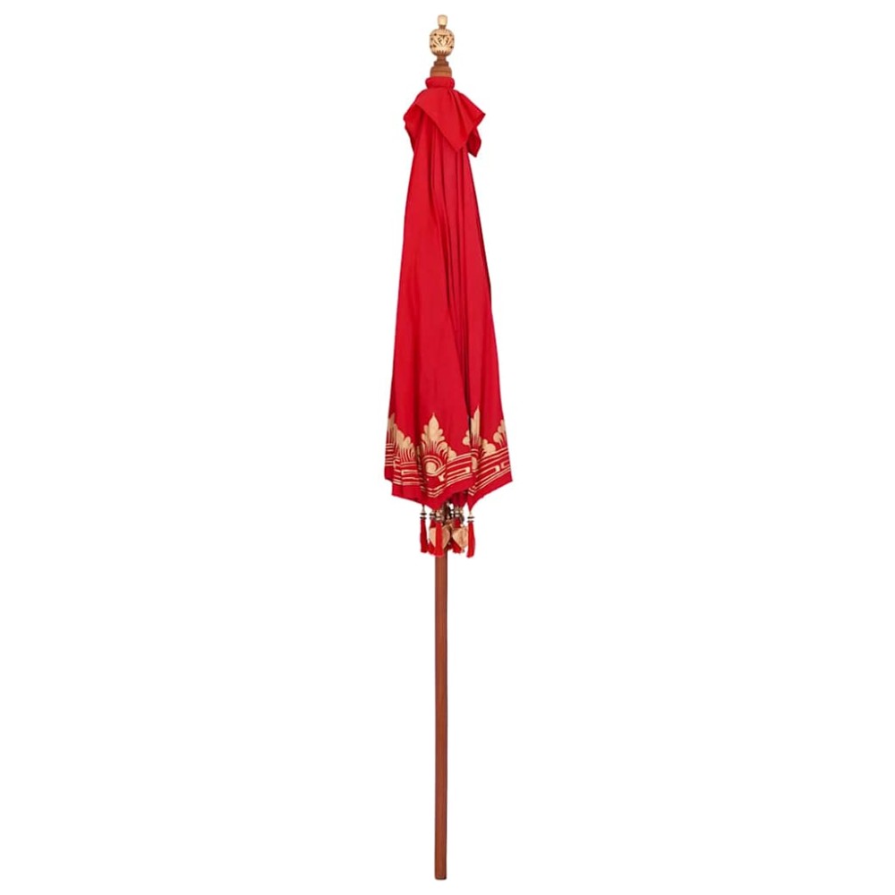 vidaXL Umbrelă de soare Altele Manual Roșu x 250 cm Bumbac și lemn