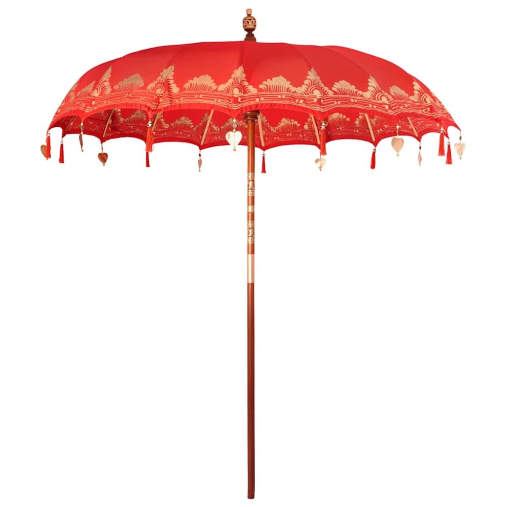 vidaXL Umbrelă de soare Altele Manual Roșu x 250 cm Bumbac și lemn