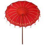 vidaXL Parasol Balinez Roșu (210-220) x 260 cm Bumbac și lemn masiv vidaXL Parasol Balinez Roșu (210-220) x 260 cm Bumbac și lemn masiv