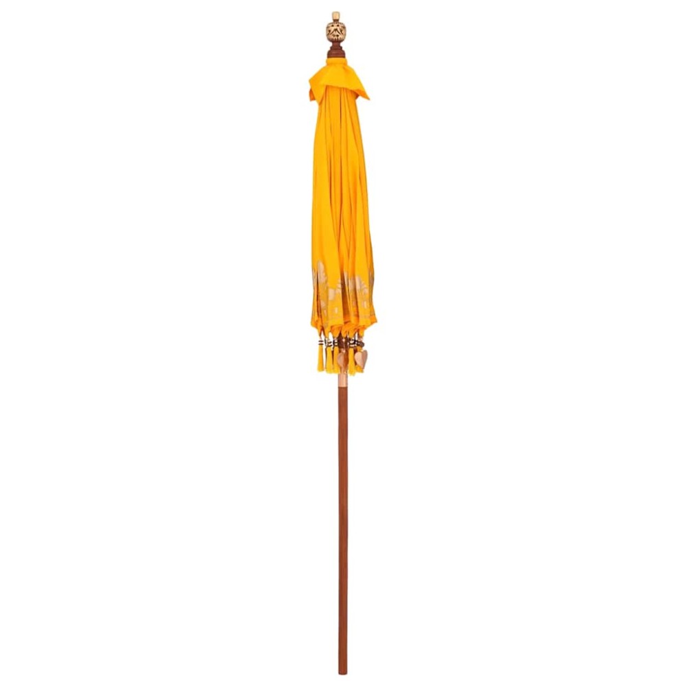 vidaXL Umbrelă de soare Altele Manual Galben x 250 cm Bumbac și lemn