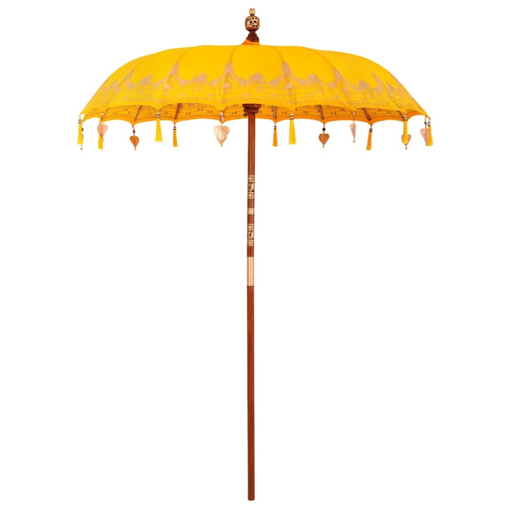 vidaXL Umbrelă de soare Altele Manual Galben x 250 cm Bumbac și lemn