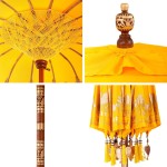 vidaXL Parasol Balinez Galben (210-220) x 260 cm Bumbac și lemn masiv vidaXL Parasol Balinez Galben (210-220) x 260 cm Bumbac și lemn masiv