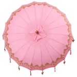 vidaXL Parasol Balinez Roz (180-190) x 260 cm Bumbac și lemn masiv vidaXL Parasol Balinez Roz (180-190) x 260 cm Bumbac și lemn masiv