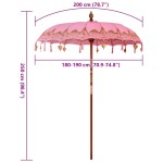 vidaXL Parasol Balinez Roz (180-190) x 260 cm Bumbac și lemn masiv vidaXL Parasol Balinez Roz (180-190) x 260 cm Bumbac și lemn masiv