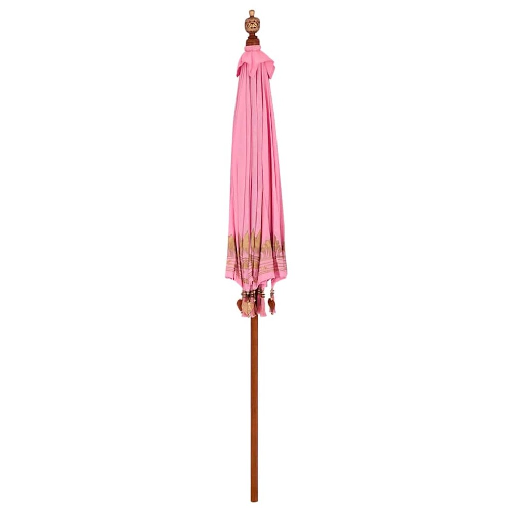 vidaXL Umbrelă de soare Altele Manual Roz x 260 cm Bumbac și lemn masiv