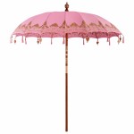 vidaXL Parasol Balinez Roz (210-220) x 260 cm Bumbac și lemn masiv vidaXL Parasol Balinez Roz (210-220) x 260 cm Bumbac și lemn masiv