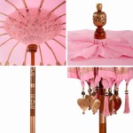 vidaXL Parasol Balinez Roz (210-220) x 260 cm Bumbac și lemn masiv vidaXL Parasol Balinez Roz (210-220) x 260 cm Bumbac și lemn masiv