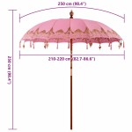 vidaXL Parasol Balinez Roz (210-220) x 260 cm Bumbac și lemn masiv vidaXL Parasol Balinez Roz (210-220) x 260 cm Bumbac și lemn masiv