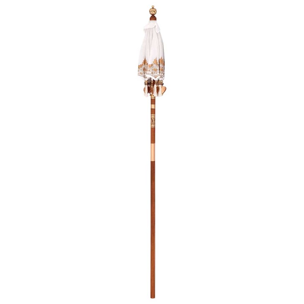 vidaXL Parasol Balinez Crem (90-100) x 260 cm Bumbac și lemn masiv