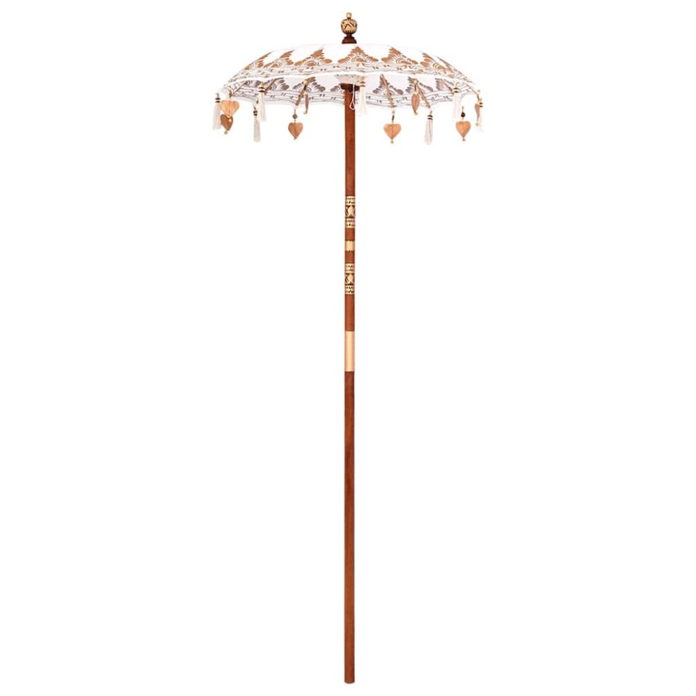 vidaXL Parasol Balinez Crem (90-100) x 260 cm Bumbac și lemn masiv