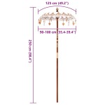 vidaXL Parasol Balinez Crem (90-100) x 260 cm Bumbac și lemn masiv vidaXL Parasol Balinez Crem (90-100) x 260 cm Bumbac și lemn masiv