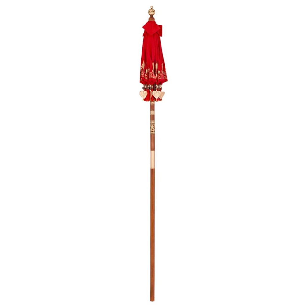 vidaXL Parasol Balinez Roșu (90-100) x 260 cm Bumbac și lemn masiv