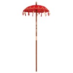 vidaXL Parasol Balinez Roșu (90-100) x 260 cm Bumbac și lemn masiv