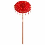 vidaXL Parasol Balinez Roșu (90-100) x 260 cm Bumbac și lemn masiv