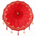 vidaXL Parasol Balinez Roșu (90-100) x 260 cm Bumbac și lemn masiv