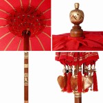 vidaXL Parasol Balinez Roșu (90-100) x 260 cm Bumbac și lemn masiv