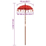 vidaXL Parasol Balinez Roșu (90-100) x 260 cm Bumbac și lemn masiv