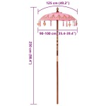 vidaXL Parasol Balinez Roz (90-100) x 260 cm Bumbac și lemn masiv vidaXL Parasol Balinez Roz (90-100) x 260 cm Bumbac și lemn masiv