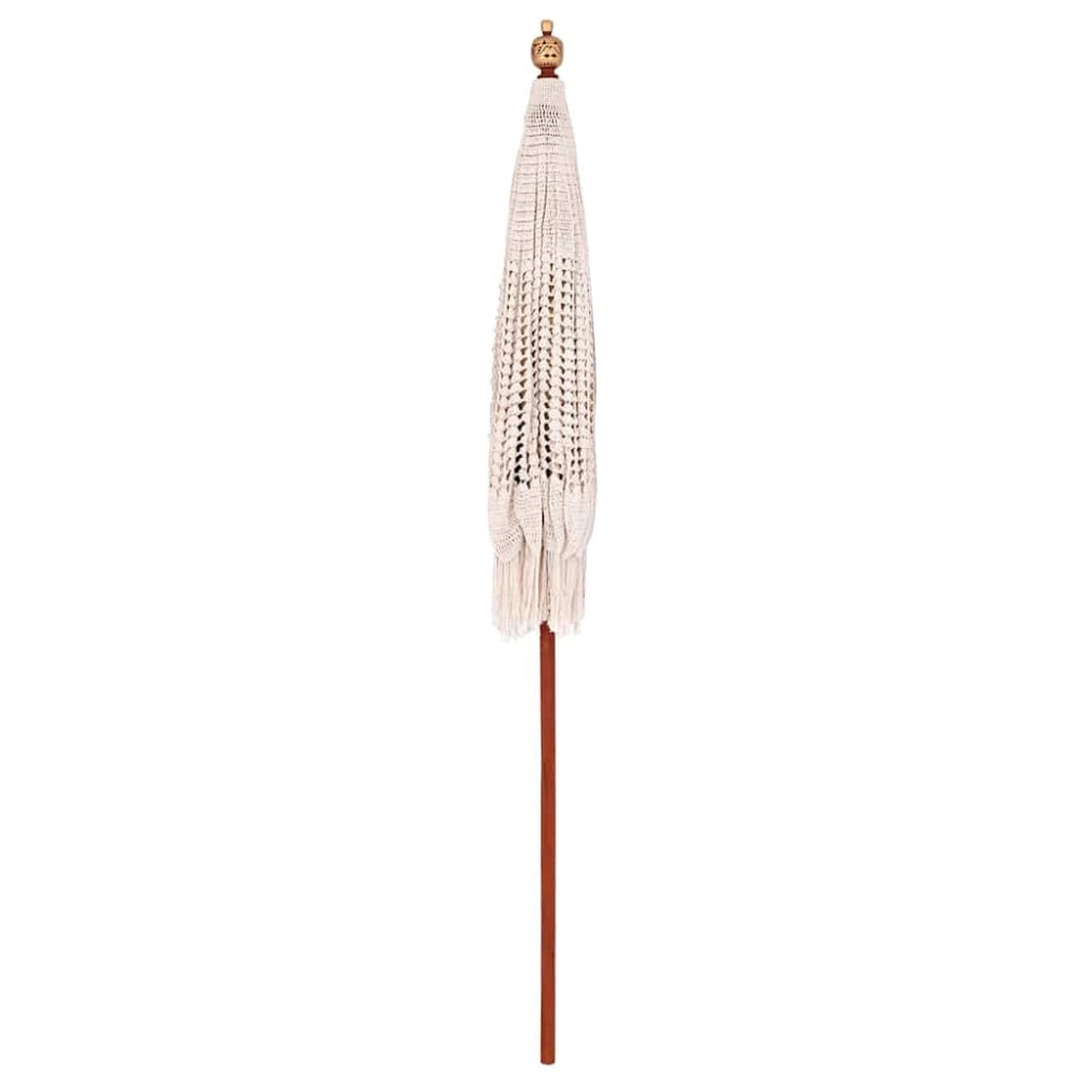 vidaXL Umbrelă de soare Crem (185-195) x 250 cm Bumbac și lemn masiv