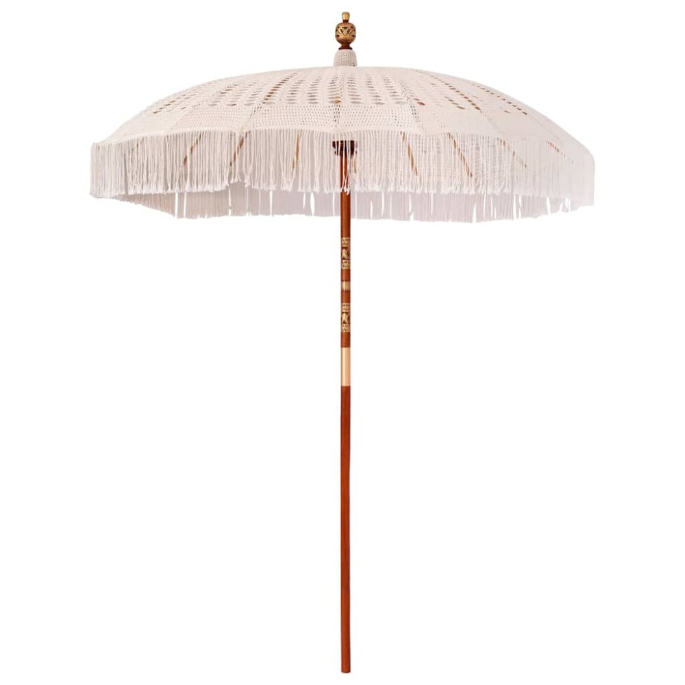 vidaXL Umbrelă de soare Crem (185-195) x 250 cm Bumbac și lemn masiv