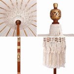 vidaXL Umbrelă de soare Crem (185-195) x 250 cm Bumbac și lemn masiv